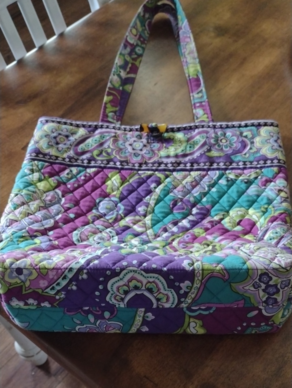 Vera Bradley Heather Tote Bag in Purple, Teal & Lime